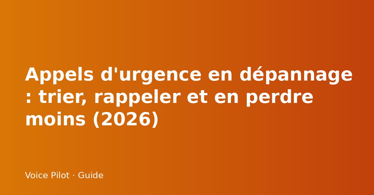 Appels d'urgence en dépannage : trier, rappeler et en perdre moins (2026)