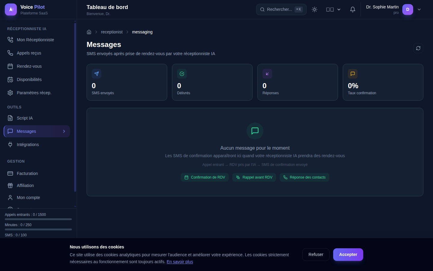 Interface de messagerie SMS
